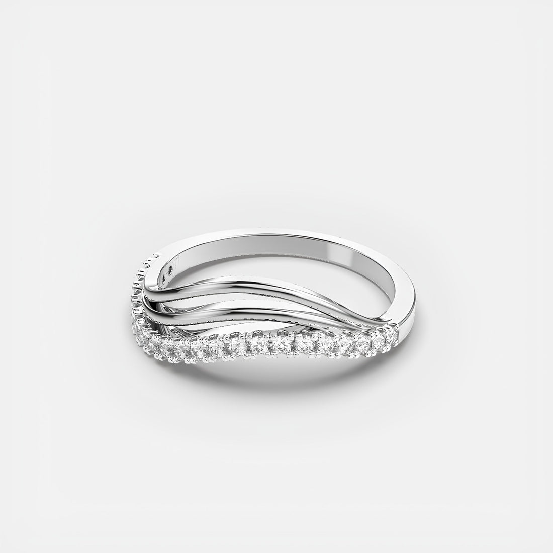 Delicate Round EF VS-SI Lab-Created Diamond Half Eternity Wedding Band – 14K Solid Gold