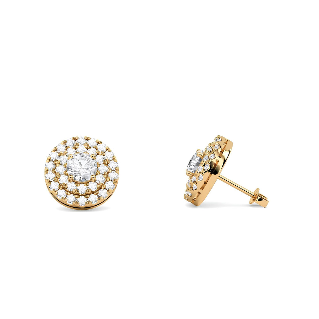 IGI Certified 0.80 CTW Round Cut Lab-Grown Diamond Halo Stud Earrings EF VS/SI Clarity 14K Gold Bridesmaids Earrings