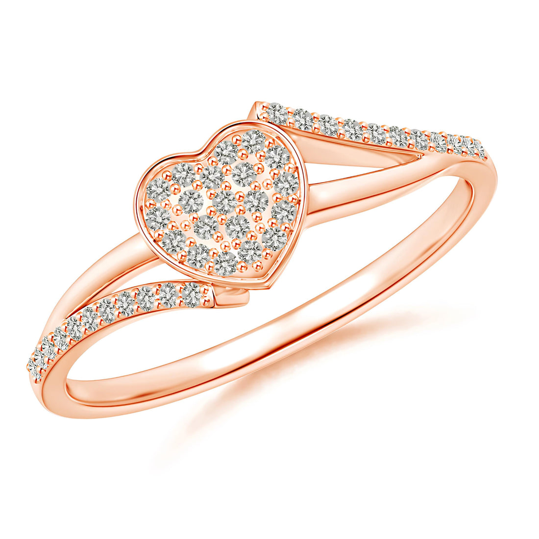 Composite Heart Diamond Ring EF VS/SI Lab-Created Diamond Half Eternity Wedding Band for Women in 14K Solid Gold