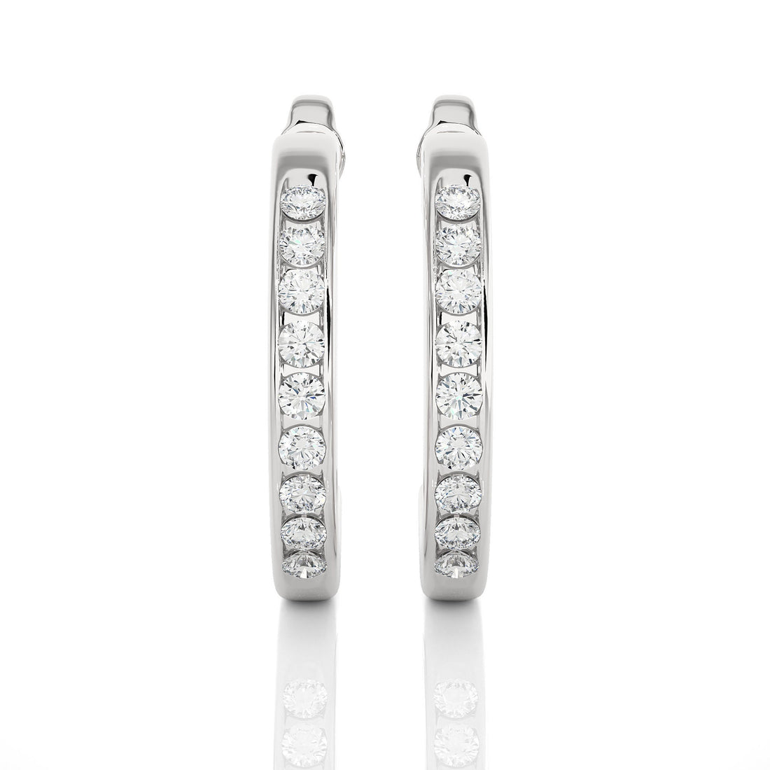 0.46 CT Round Lab-Grown Diamond Channel Set Hoop Stud Earrings 14K Gold