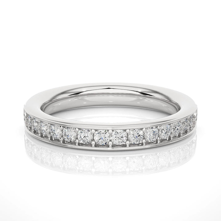 2.00MM Round Cut EF VS/SI Lab-Grown Diamond Band – Minimalist Half Eternity Ring in 14K Gold | Stackable, Matching, Anniversary Gift for Her