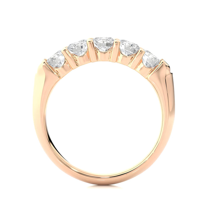 1.00 Carat Lab-Grown Diamond 5-Stone Half Eternity Band – Prong Set 14K Gold Wedding Ring