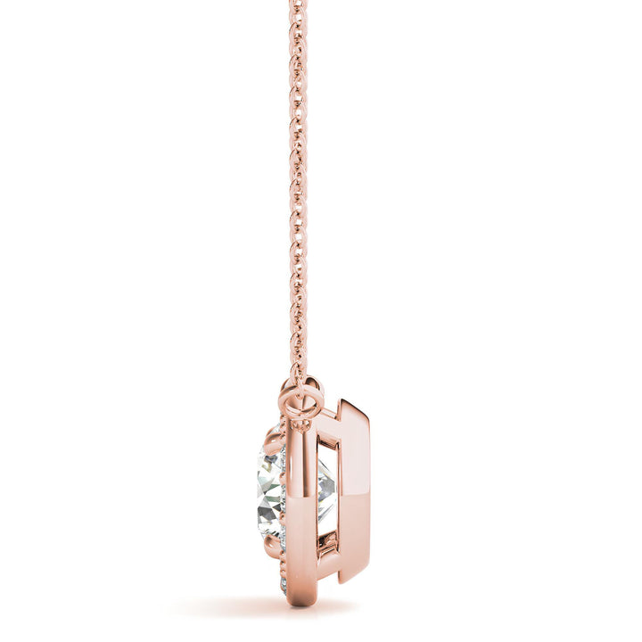 1.00 Carat Lab Grown Round Diamond Halo Pendant Necklace in 14K Gold IGI Certified Diamond on an Elegant Chain
