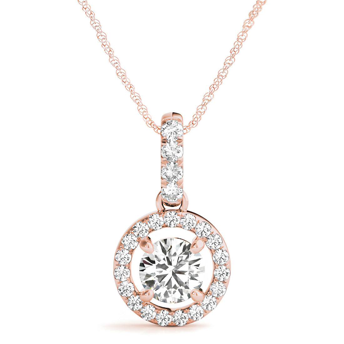 Halo Pendant Necklace 1.00 Carat EF VS/SI Lab Grown Round Diamond, IGI Certified Diamond Pendant Chain, Anniversary Gift, Gift For Women's