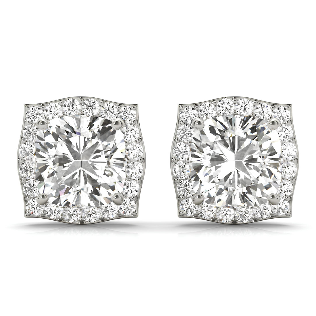 0.25–4.00 Carat Round Lab-Grown Diamond Halo Stud Earrings 14K Gold Earrings for Her Perfect for Valentine’s Day or Anniversary Gifts