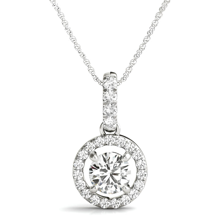 Halo Pendant Necklace 1.00 Carat EF VS/SI Lab Grown Round Diamond, IGI Certified Diamond Pendant Chain, Anniversary Gift, Gift For Women's