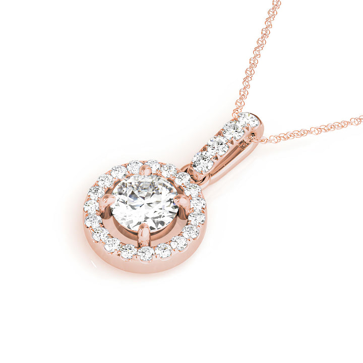Halo Pendant Necklace 1.00 Carat EF VS/SI Lab Grown Round Diamond, IGI Certified Diamond Pendant Chain, Anniversary Gift, Gift For Women's