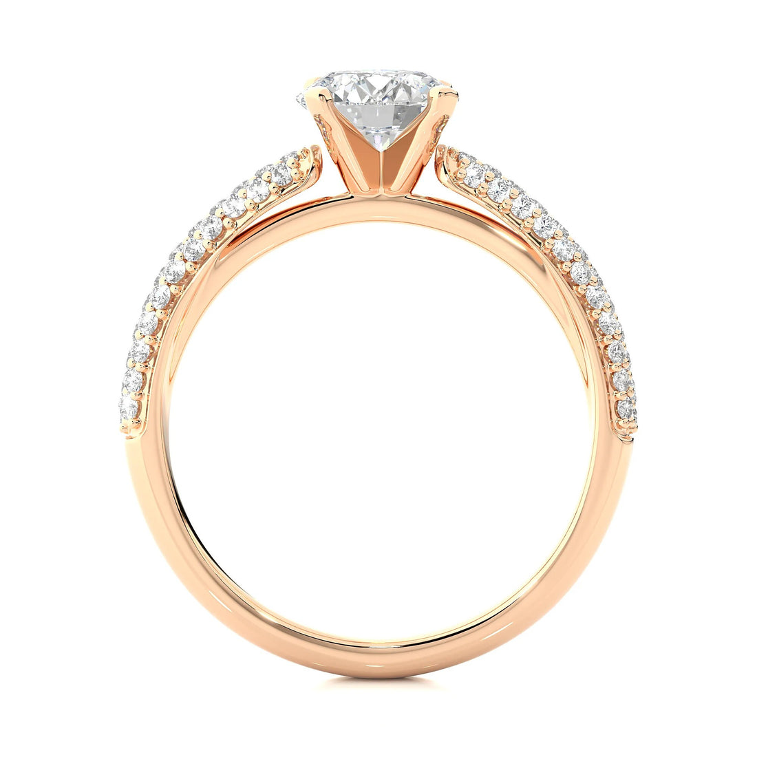 Exclusive Certified EF VS/SI Lab-Grown Diamond Three-Row Wedding Band IGI Certified Solitaire Engagement Ring in Luxe 14K Gold