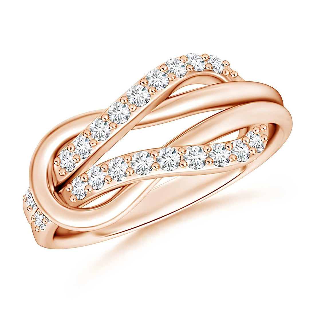 Delicate Infinity Love Knot Ring – Lab-Created Diamonds 14K Solid Gold| Women's Half Eternity Wedding Band