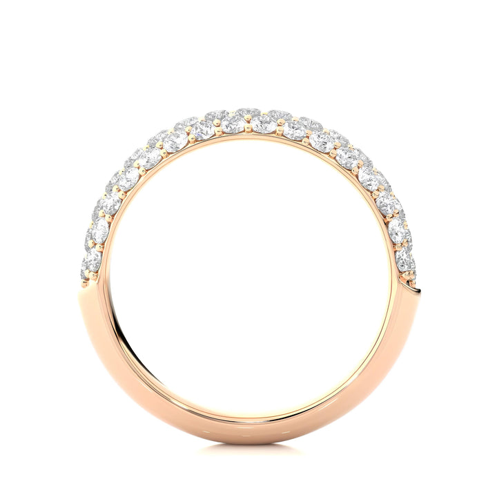14K Yellow Gold Half Eternity 3 Row Micro Pave Wedding Band Ring by Alikediamonds