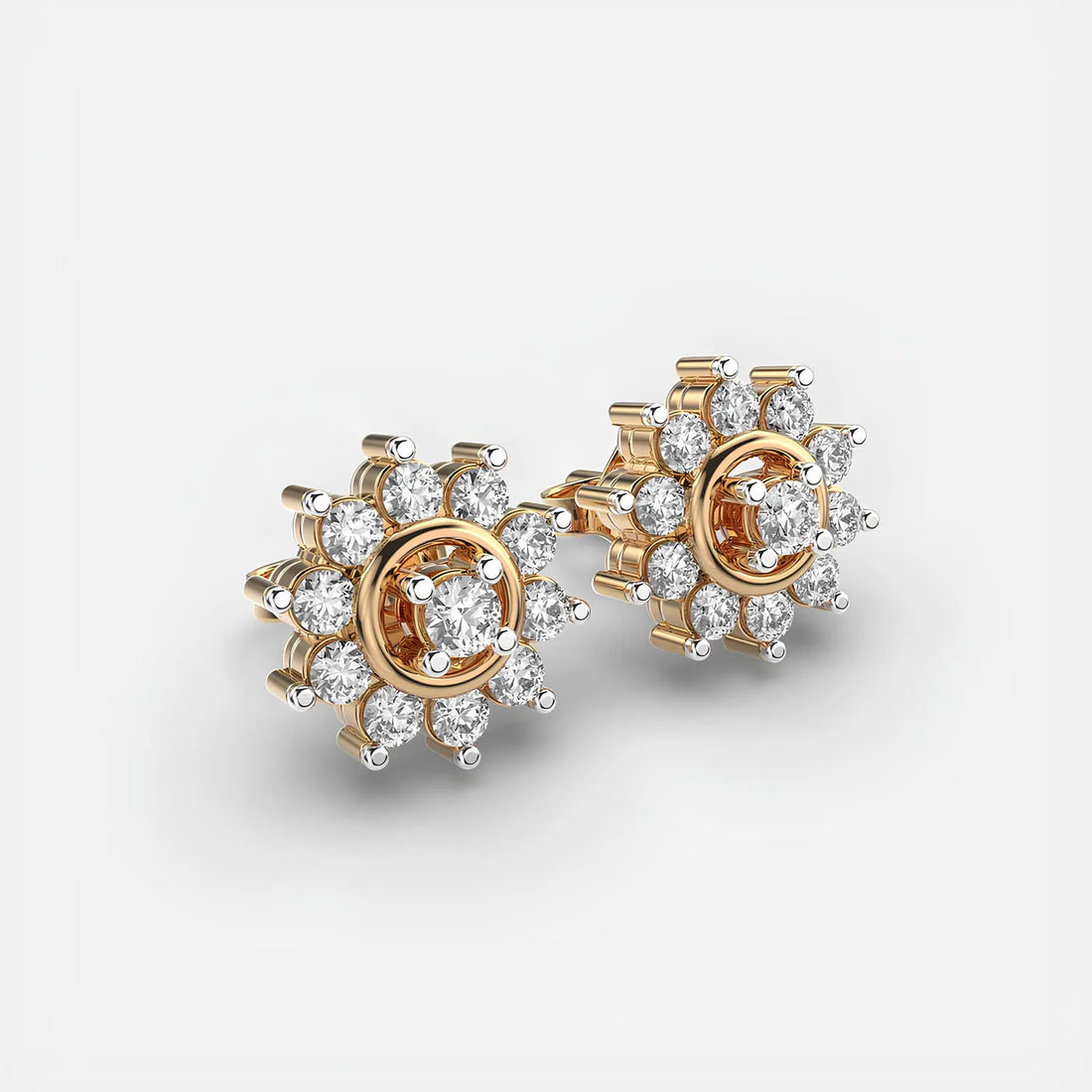 0.80 CT Round Cut Certified VS/SI Lab Grown Diamond Stud Earrings 925 Sterling Silver With Vermeil Gold