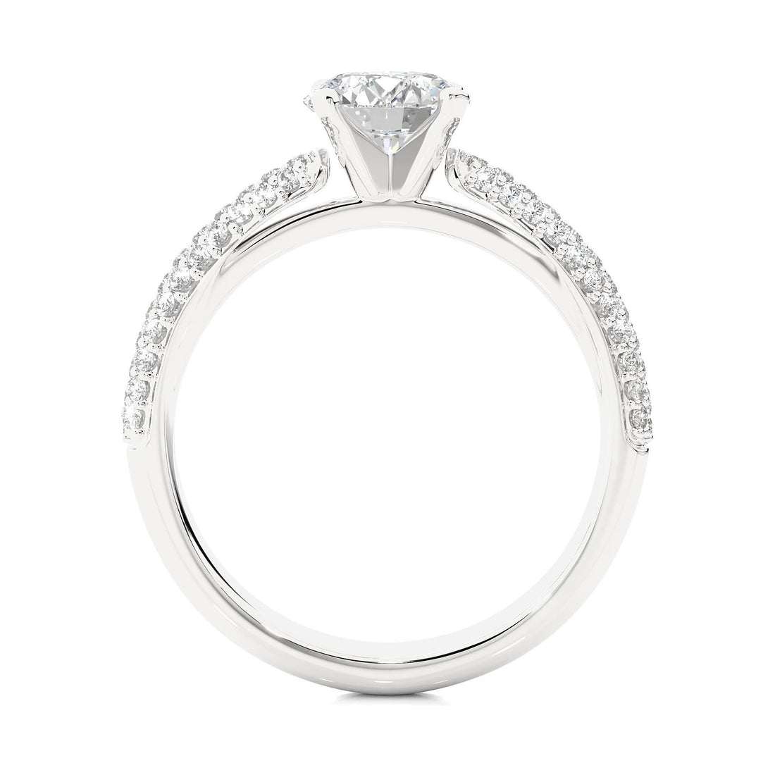 Exclusive Certified EF VS/SI Lab-Grown Diamond Three-Row Wedding Band IGI Certified Solitaire Engagement Ring in Luxe 14K Gold
