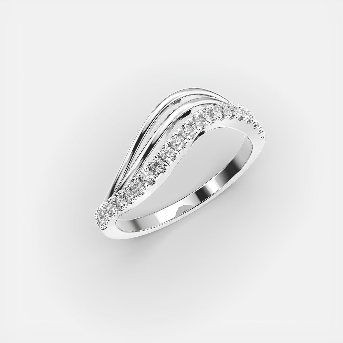 Delicate Round EF VS-SI Lab-Created Diamond Half Eternity Wedding Band – 14K Solid Gold