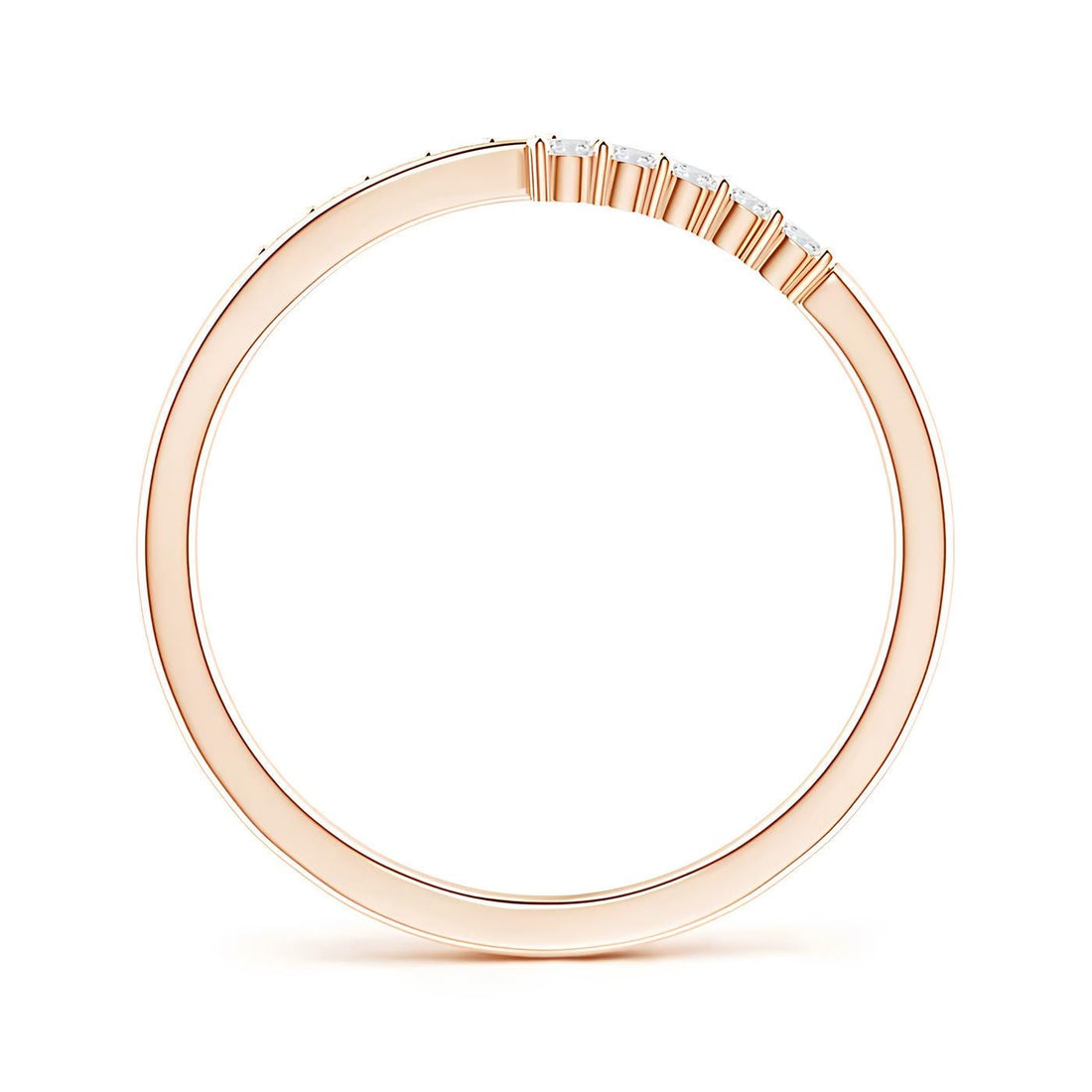 Delicate Diamond Ring Lab Created Diamond 14K Solid Rose Gold Wedding Band Woman's Half Eternity Wedding Ring