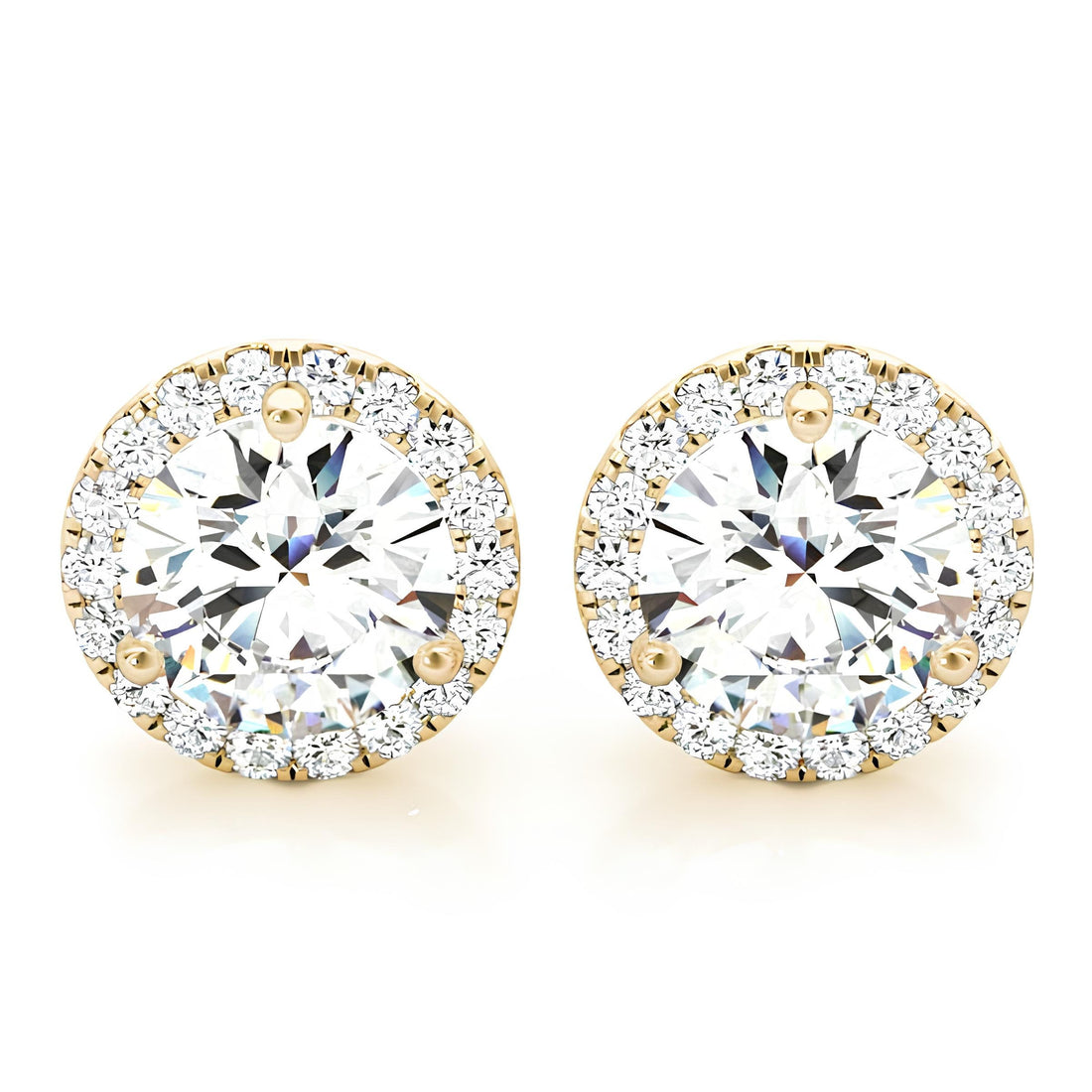 Halo Stud Earrings with 0.25–4.00 Carat EF VS/SI Round Cut Lab-Grown Diamonds 14K Gold Diamond Studs for Women