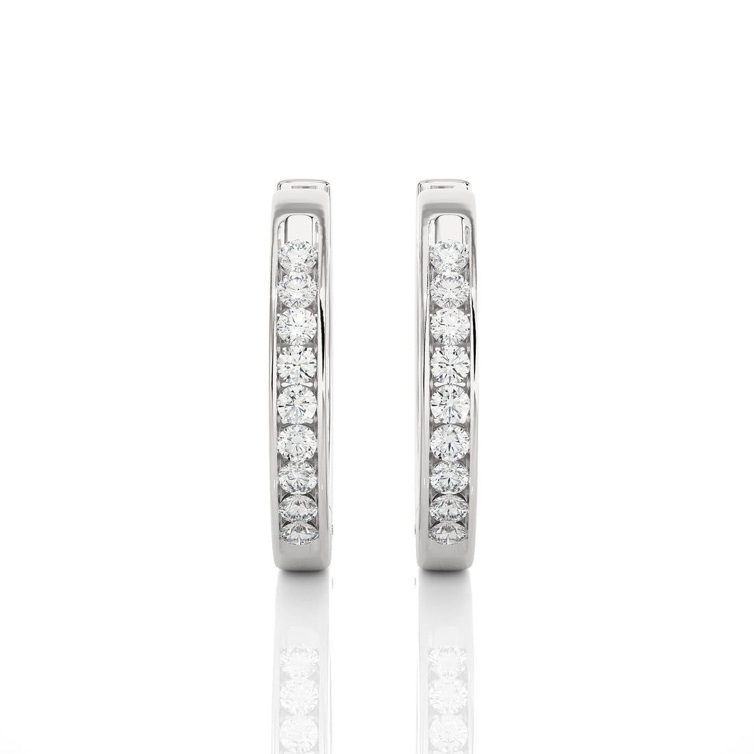 Hoop Earrings 14k Gold Round Diamond Channel Setting Huggie Hoop Earrings By Alikediamonds