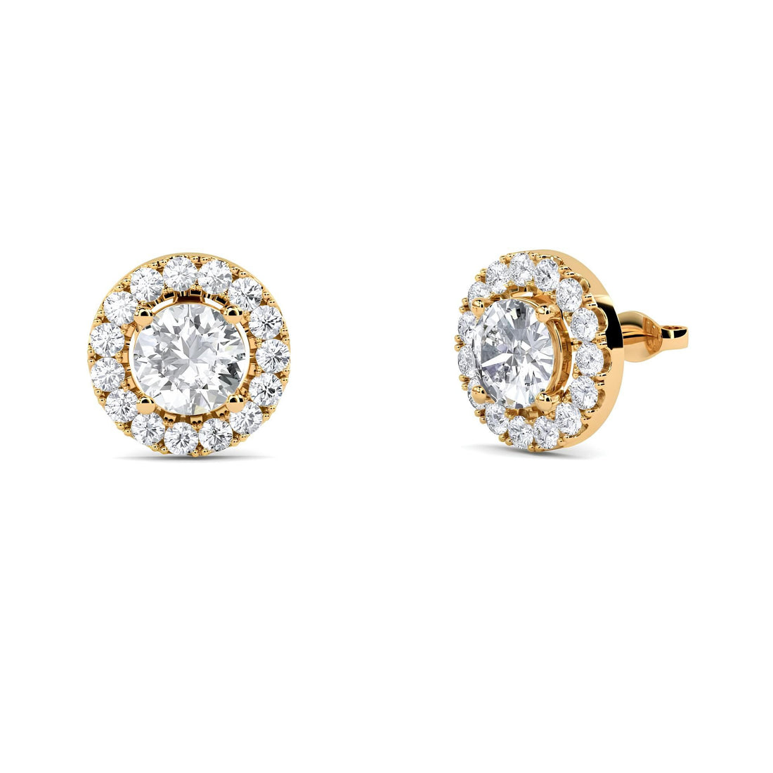 IGI Certified 0.80 CTW EF VS/SI Round Cut Lab-Grown Diamond Halo Stud Earrings 14K Gold Earrings for Bridesmaids
