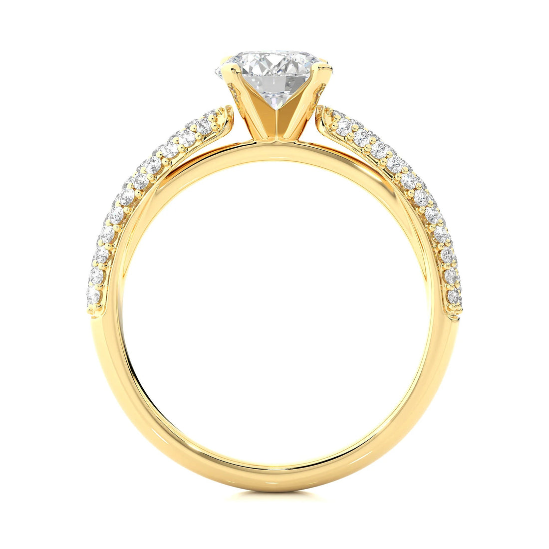 Exclusive Certified EF VS/SI Lab-Grown Diamond Three-Row Wedding Band IGI Certified Solitaire Engagement Ring in Luxe 14K Gold