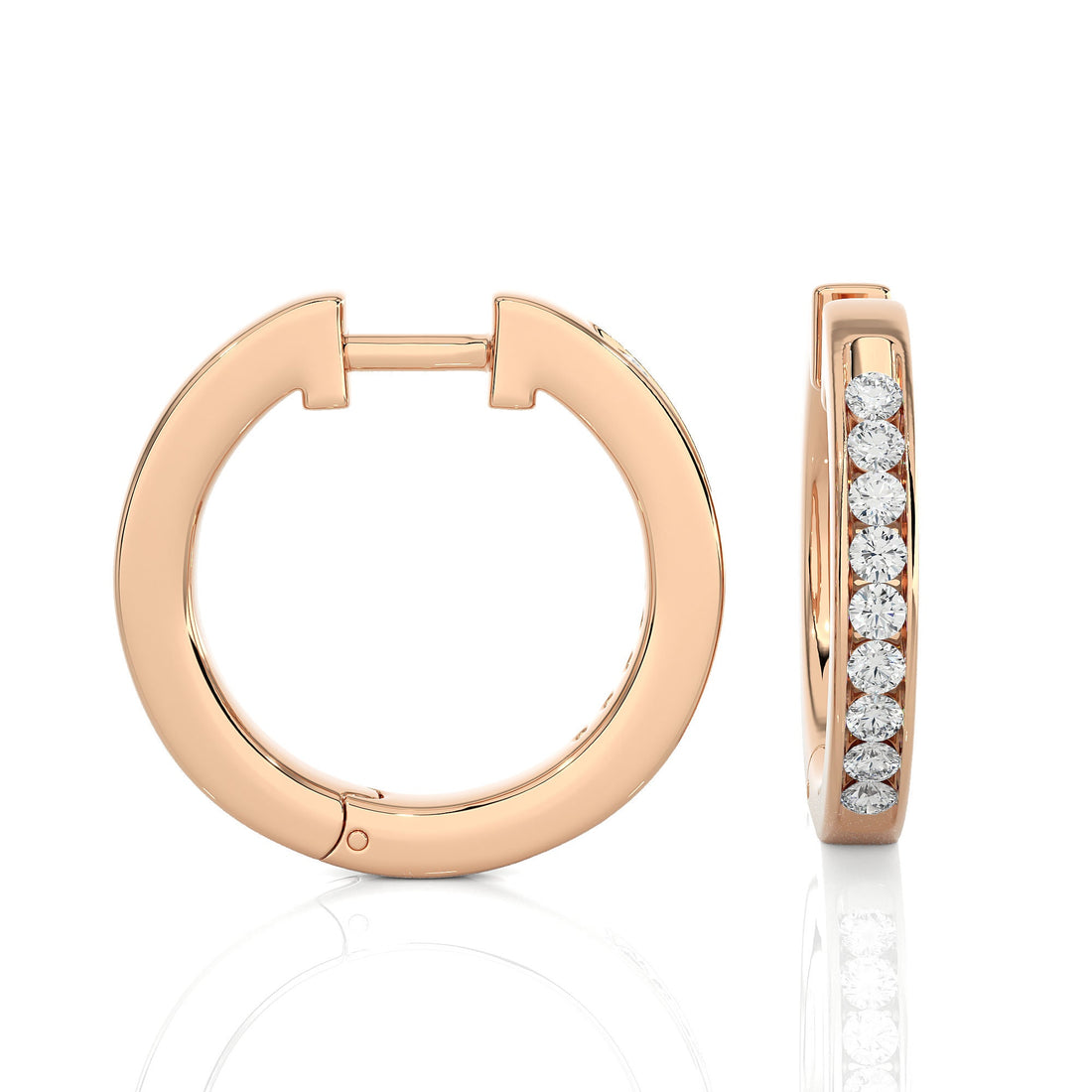 Hoop Earrings 14k Gold Round Diamond Channel Setting Huggie Hoop Earrings By Alikediamonds