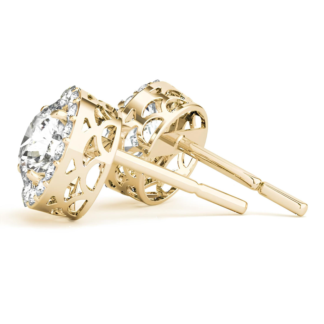 Halo Stud Earrings with 0.25–4.00 Carat Round EF VS/SI Lab-Grown Diamonds 14K Gold Diamond Studs for Women