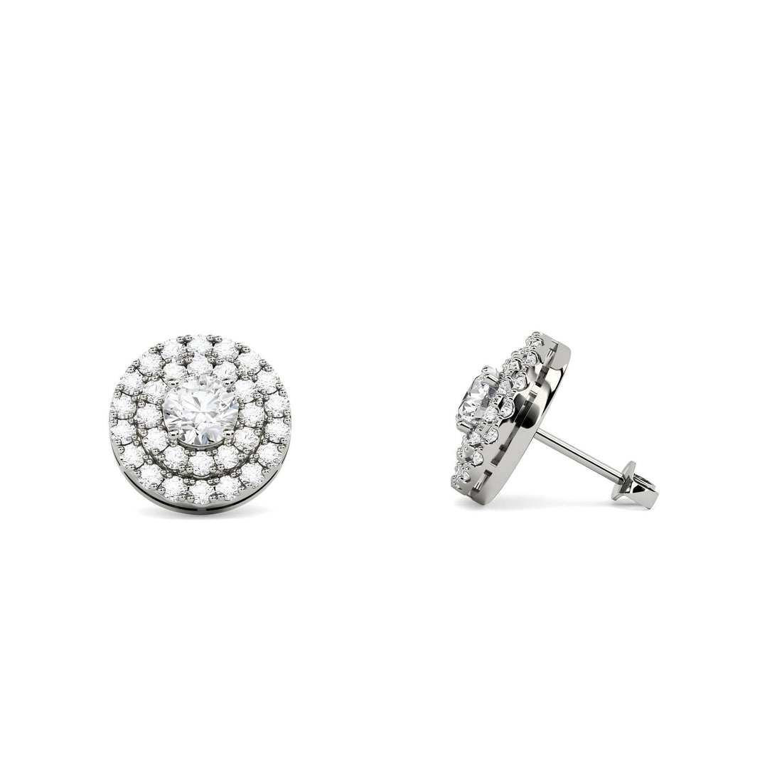 IGI Certified 0.80 CTW Round Cut Lab-Grown Diamond Halo Stud Earrings EF VS/SI Clarity 14K Gold Bridesmaids Earrings