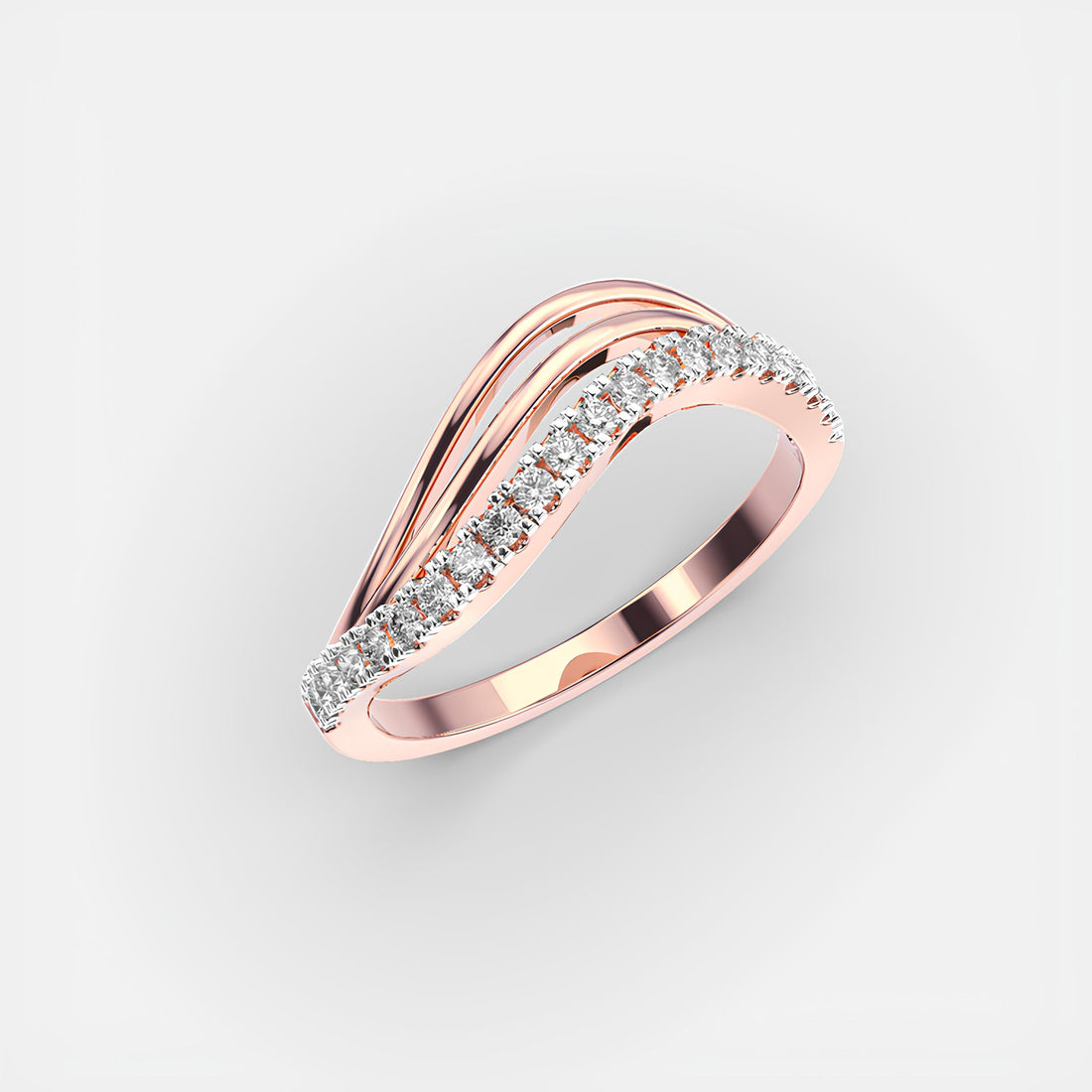 Delicate Round EF VS-SI Lab-Created Diamond Half Eternity Wedding Band – 14K Solid Gold