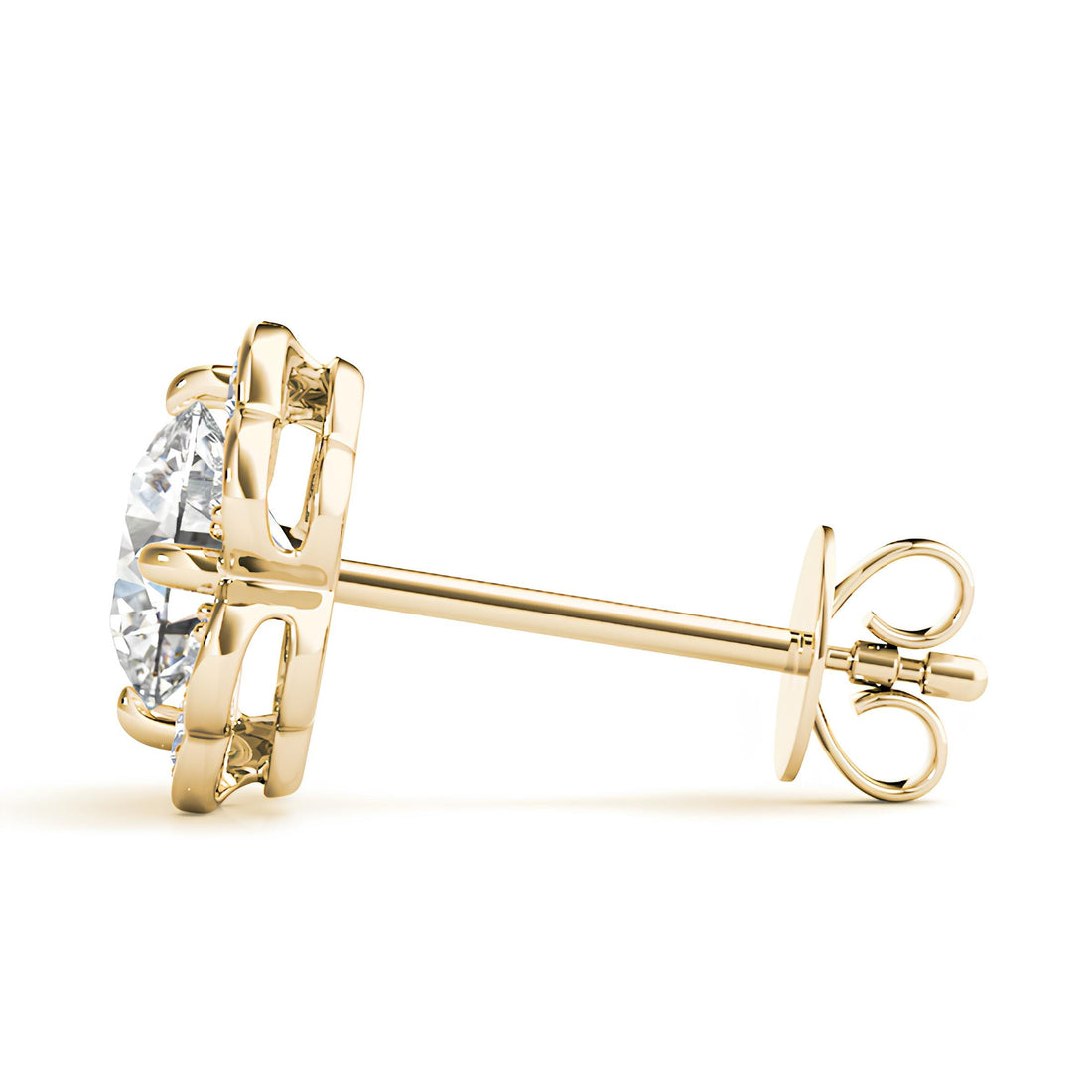 Elegant 1.12 Carat Halo Butterfly EF VS/SI Lab Grown Diamond Stud Earrings 14K Solid Gold