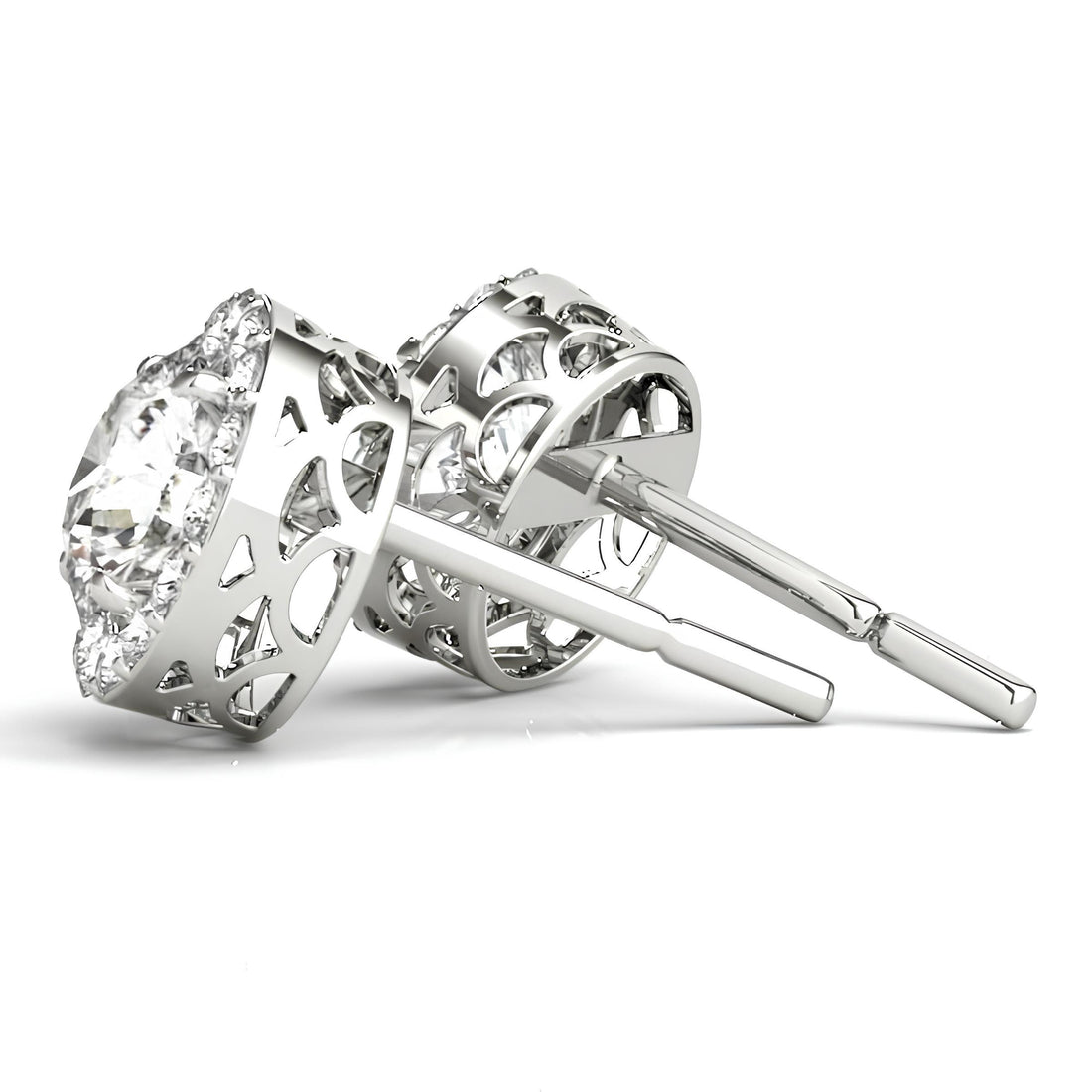 Halo Stud Earrings with 0.25–4.00 Carat Round EF VS/SI Lab-Grown Diamonds 14K Gold Diamond Studs for Women