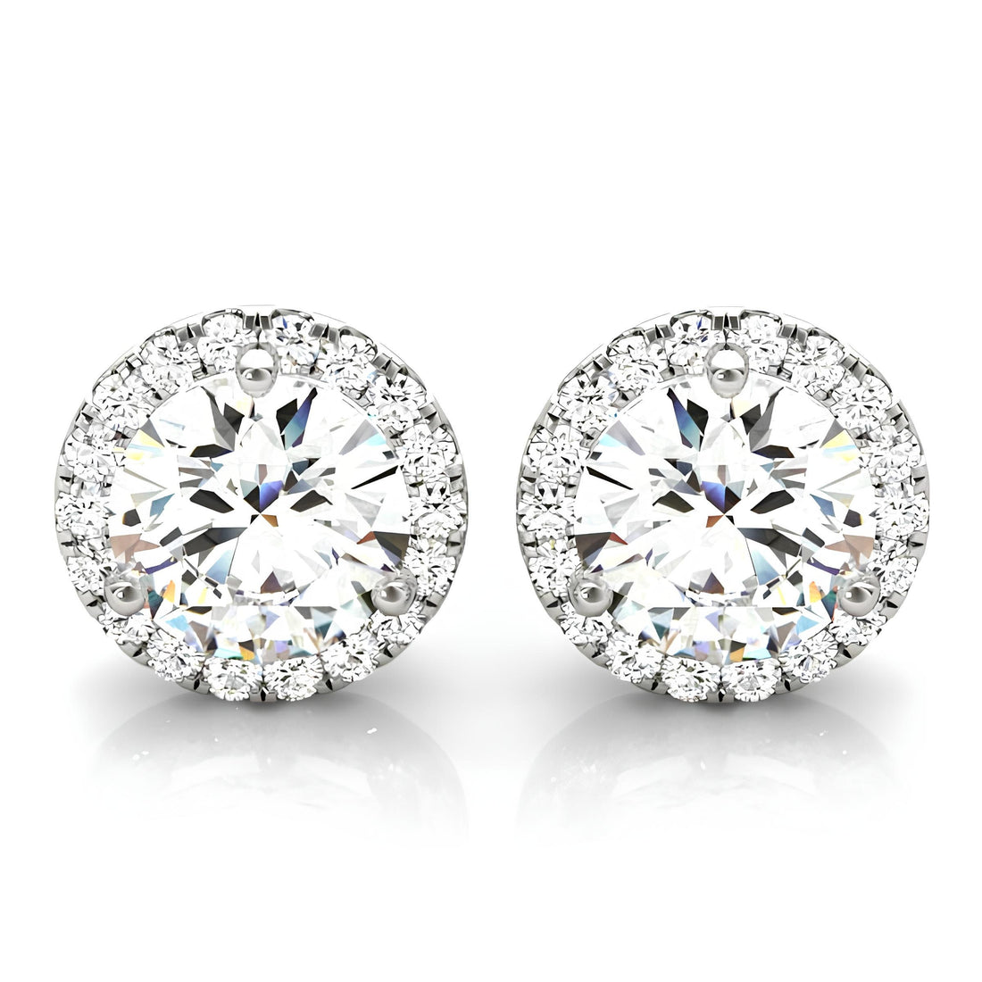 Halo Stud Earrings with 0.25–4.00 Carat EF VS/SI Round Cut Lab-Grown Diamonds 14K Gold Diamond Studs for Women