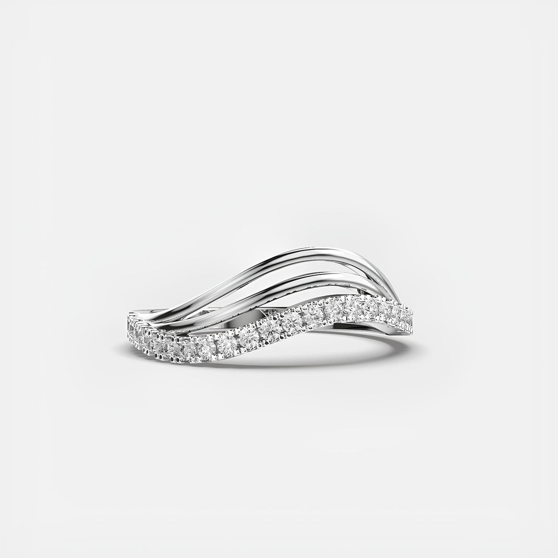 Delicate Round EF VS-SI Lab-Created Diamond Half Eternity Wedding Band – 14K Solid Gold