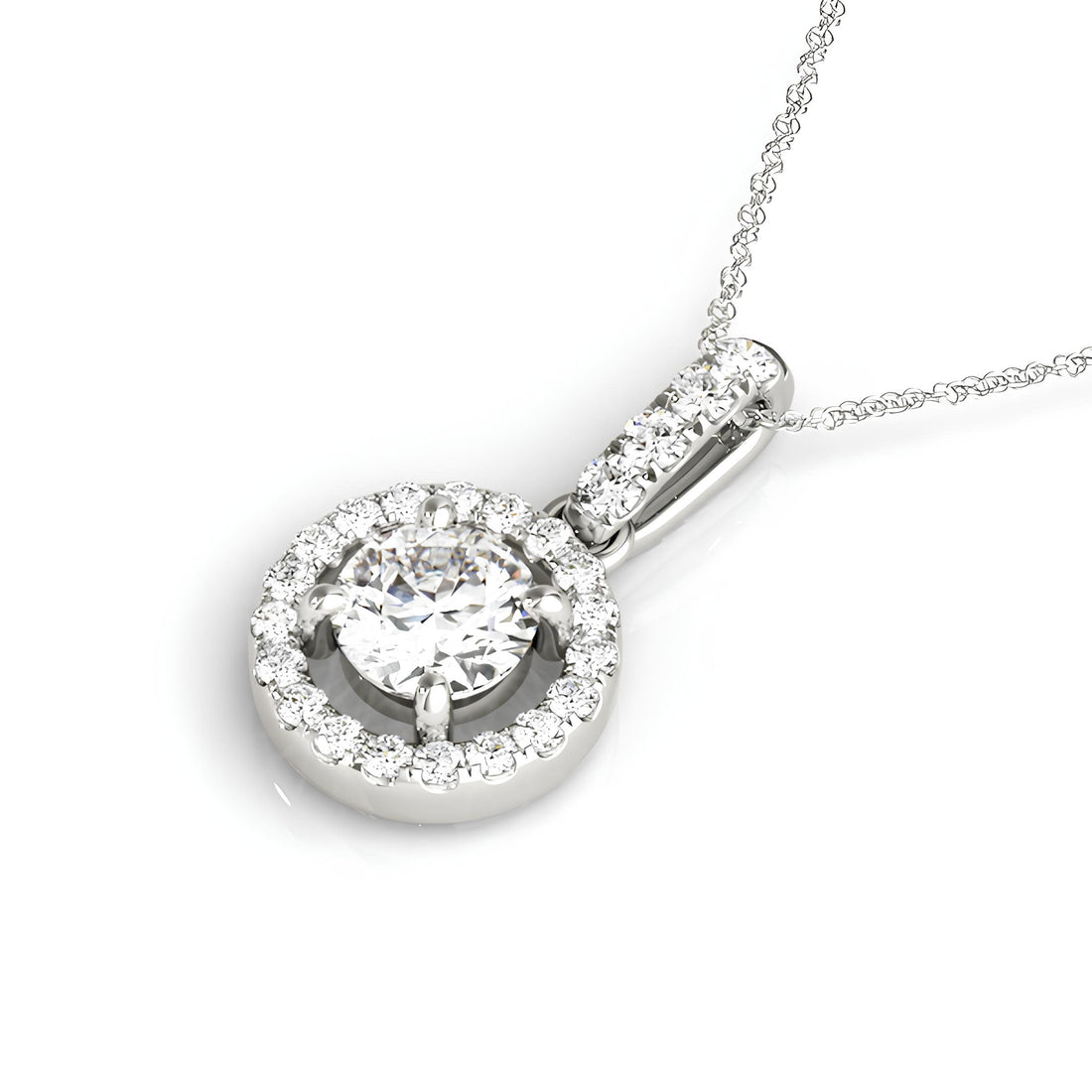 Halo Pendant Necklace 1.00 Carat EF VS/SI Lab Grown Round Diamond, IGI Certified Diamond Pendant Chain, Anniversary Gift, Gift For Women's