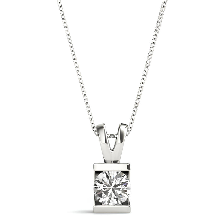 0.50 to 2.00 Ctw Lab Grown Solitaire Round Certified Diamond Gold Pendant Necklace