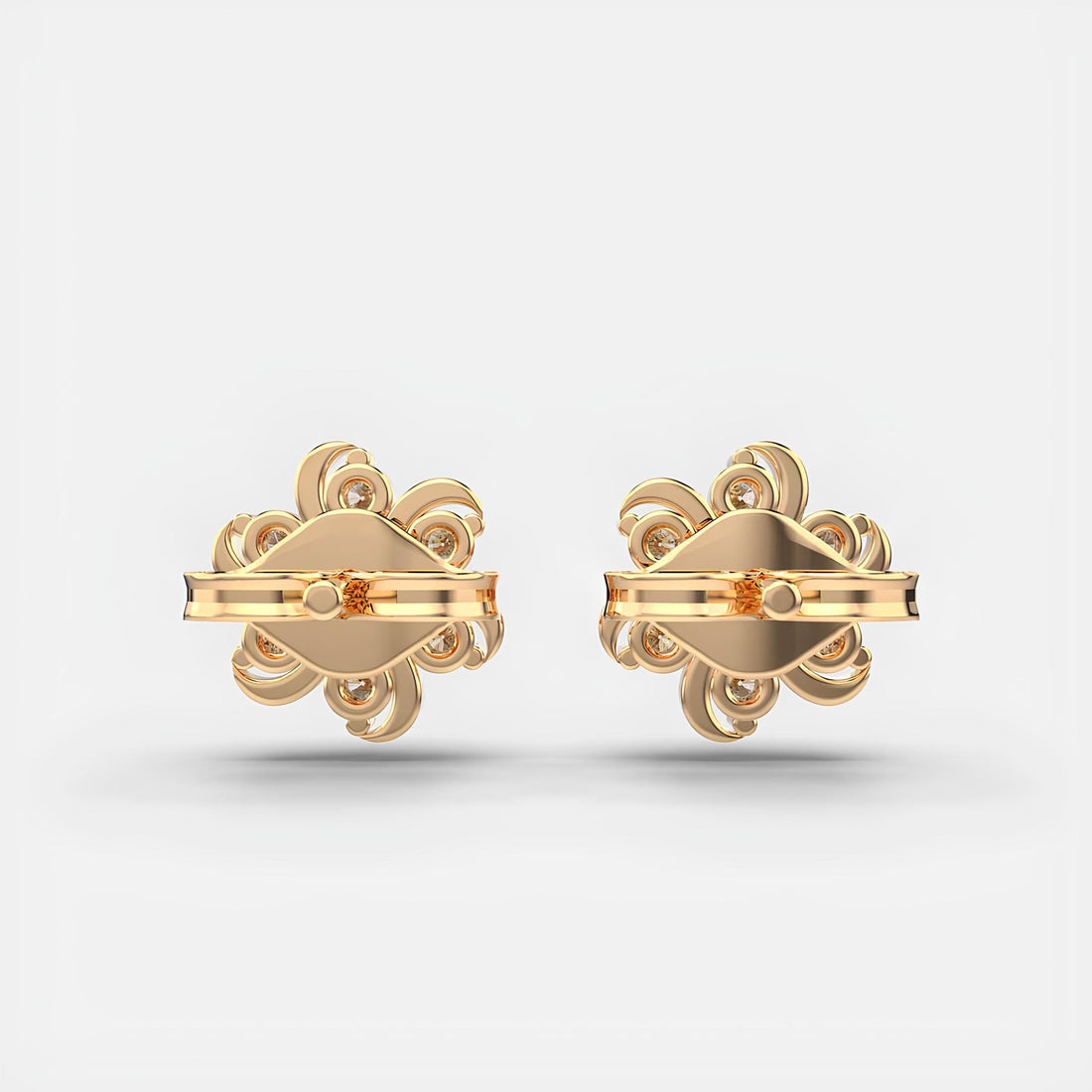 925 Sterling Silver With Vermeil Gold Periwinkle Flora Cluster Stud Earrings EF VS/SI Lab-Grown Round Diamonds Minimalist Diamond Earrings