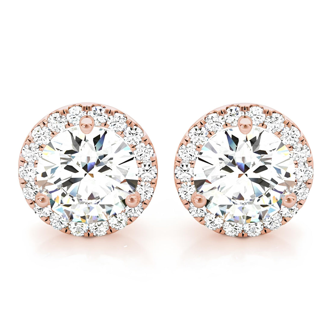 Halo Stud Earrings with 0.25–4.00 Carat EF VS/SI Round Cut Lab-Grown Diamonds 14K Gold Diamond Studs for Women