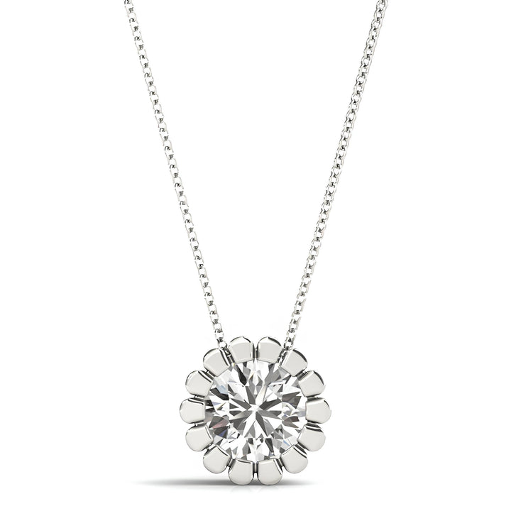 0.50 to 2.00 Ctw Lab Grown Round Diamond Gold Flower Pendant Necklace