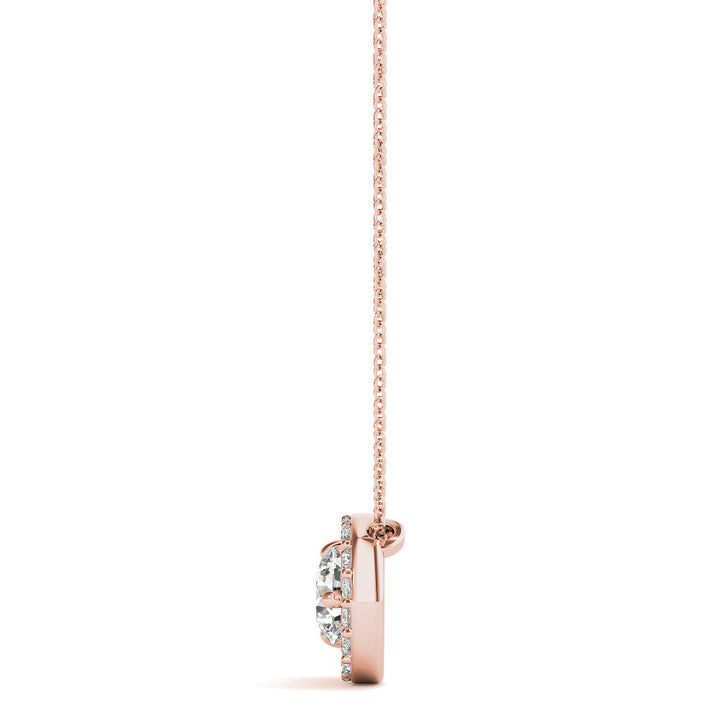 1.00 Carat EF VS/SI Lab-Grown Round Diamond Half Moon Pendant Necklace IGI Certified, 14K Gold Chain, Anniversary Gift for Her