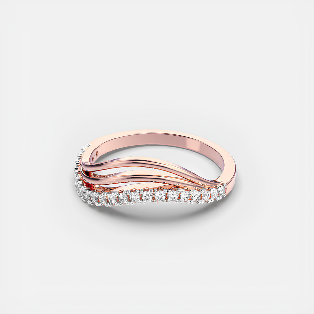 Delicate Round EF VS-SI Lab-Created Diamond Half Eternity Wedding Band – 14K Solid Gold