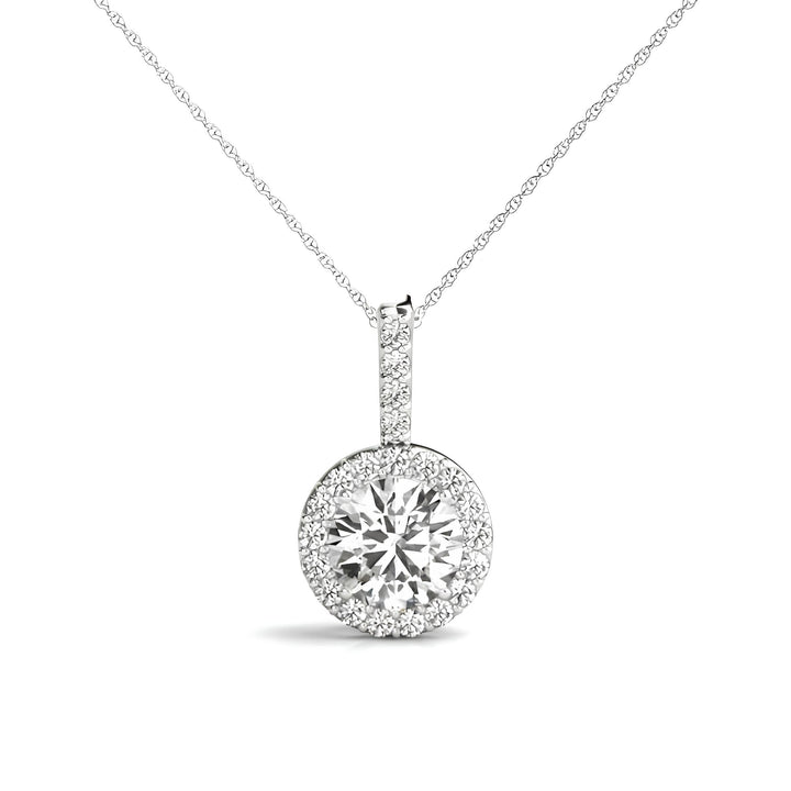 1.00 Carat Halo Pendant Necklace IGI Certified EF VS/SI Lab Grown Round Diamond Stunning 14K Gold Chain Perfect Anniversary Gift for Her