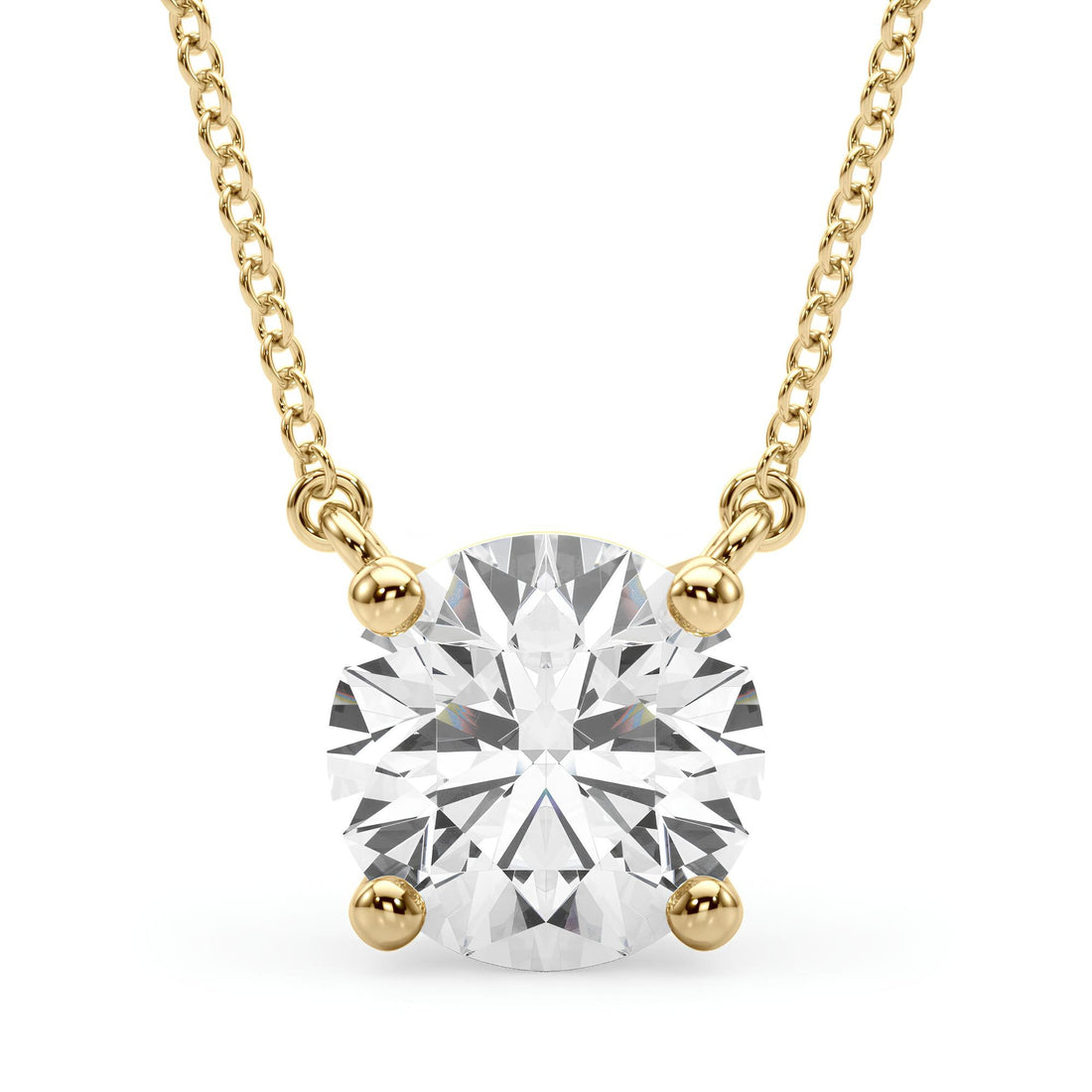 Lab-Grown Round Diamond Pendant Necklace IGI Certified EF VS/SI 0.25 to 2.00 CT 14K Gold Anniversary Gift for Her or Wife