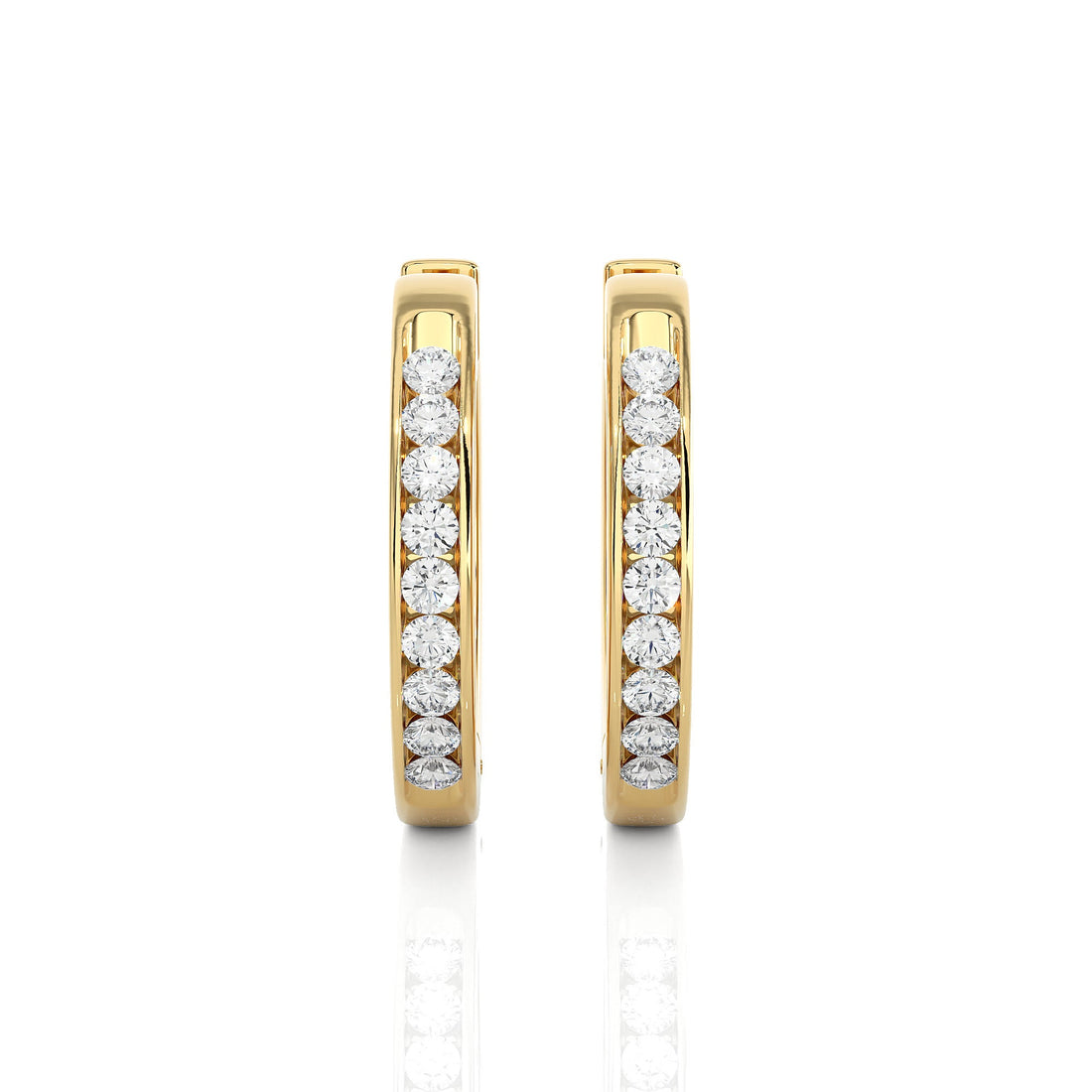 Hoop Earrings 14k Gold Round Diamond Channel Setting Huggie Hoop Earrings By Alikediamonds