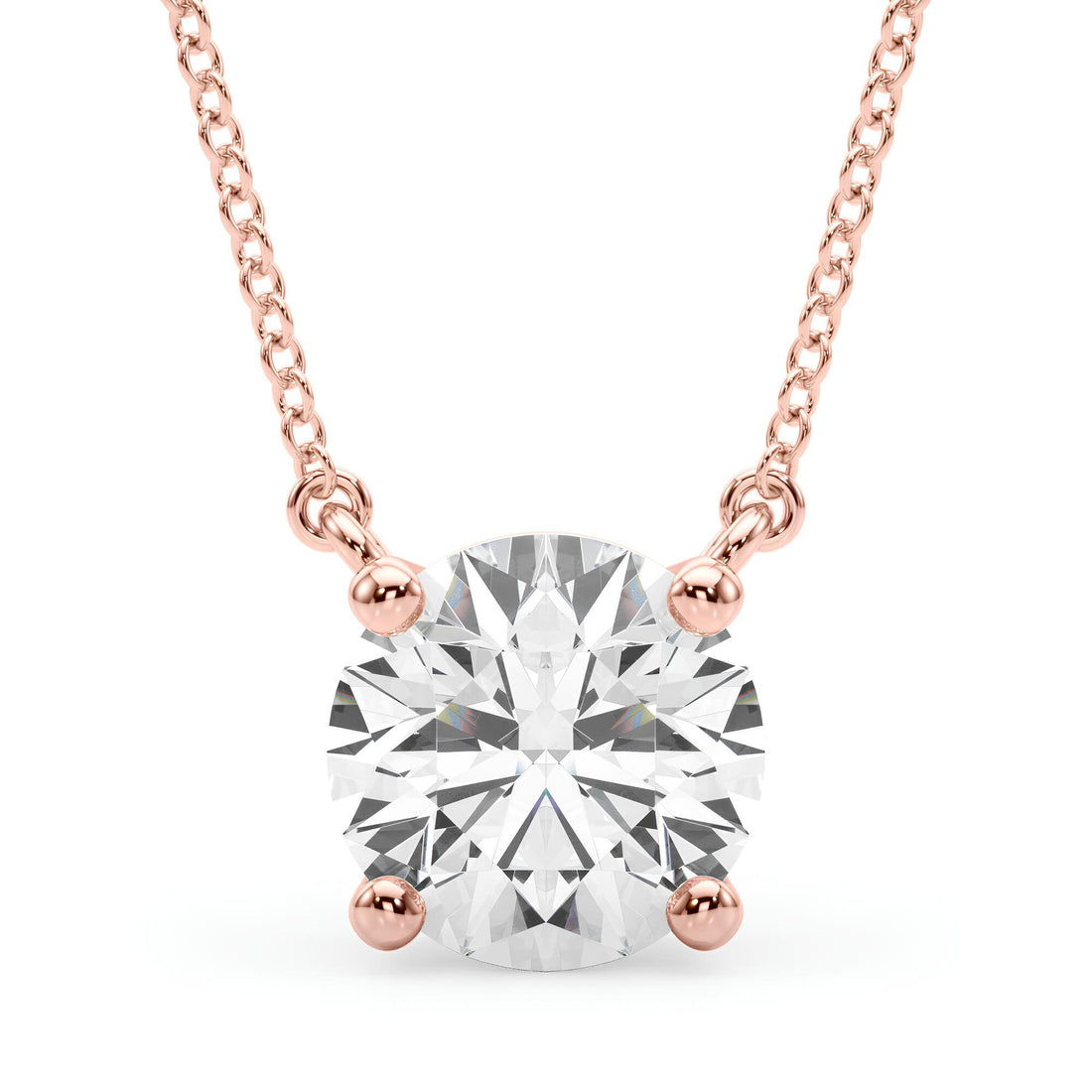 Lab-Grown Round Diamond Pendant Necklace IGI Certified EF VS/SI 0.25 to 2.00 CT 14K Gold Anniversary Gift for Her or Wife