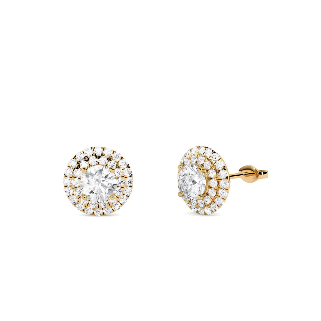 IGI Certified 1.10 CTW Round Cut Lab-Grown Diamond Halo Stud Earrings EF VS/SI Clarity 14K Gold Bridesmaids Earrings