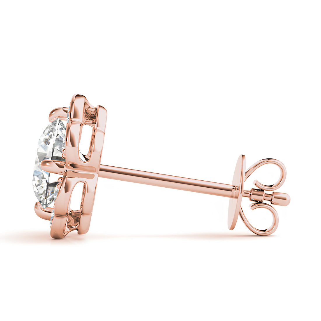 Elegant 1.12 Carat Halo Butterfly EF VS/SI Lab Grown Diamond Stud Earrings 14K Solid Gold