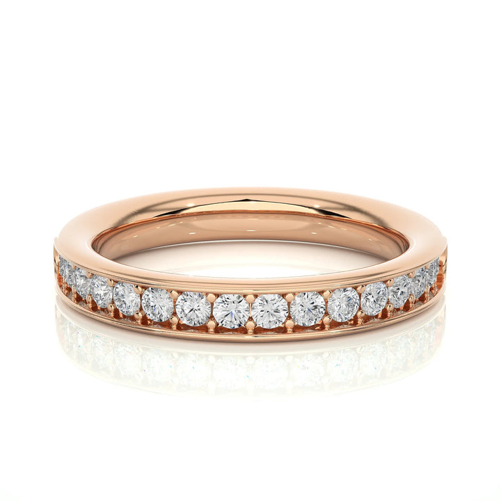 2.00MM Round Cut EF VS/SI Lab-Grown Diamond Band – Minimalist Half Eternity Ring in 14K Gold | Stackable, Matching, Anniversary Gift for Her