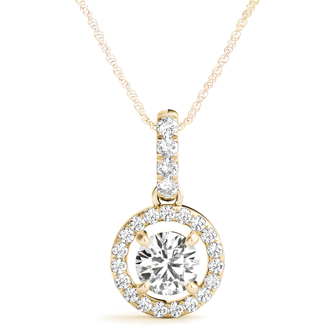 Halo Pendant Necklace 1.00 Carat EF VS/SI Lab Grown Round Diamond, IGI Certified Diamond Pendant Chain, Anniversary Gift, Gift For Women's