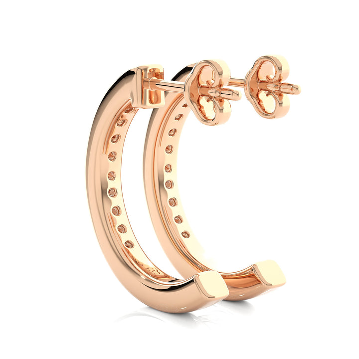 0.46 CT Round Lab-Grown Diamond Channel Set Hoop Stud Earrings 14K Gold