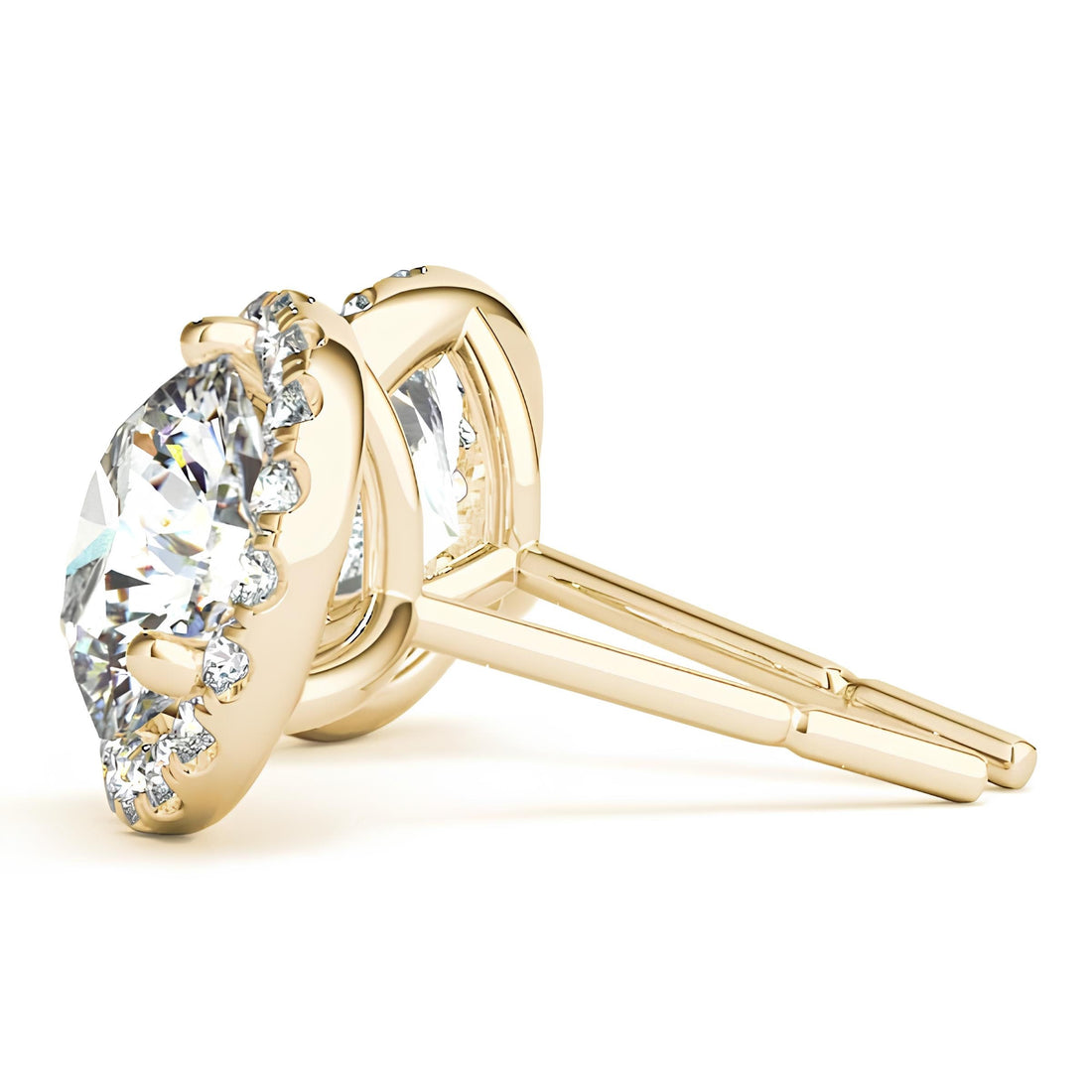 Halo Stud Earrings with 0.25–4.00 Carat EF VS/SI Round Cut Lab-Grown Diamonds 14K Gold Diamond Studs for Women