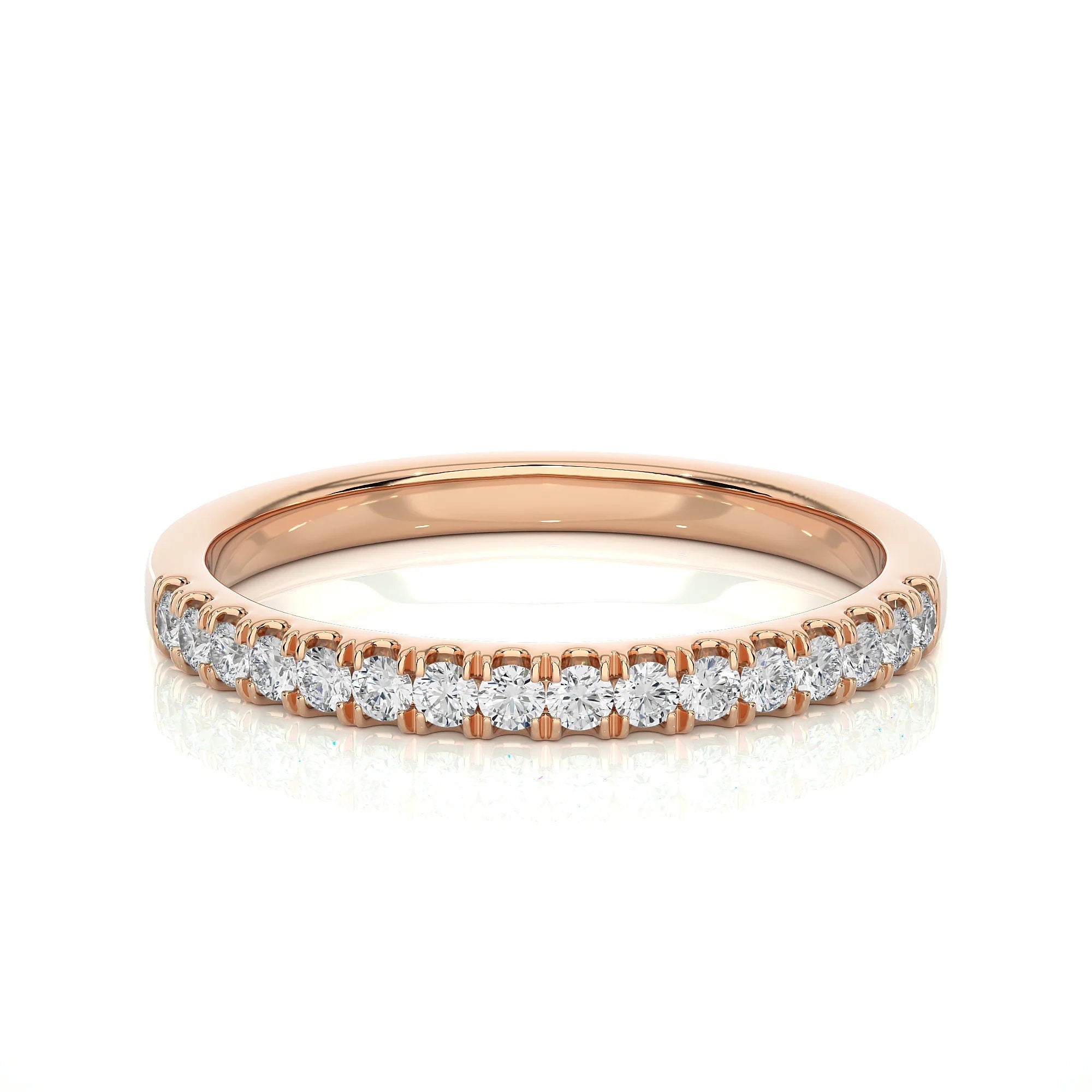 Unique 1.00 CT Round Brilliant Pavé Wedding Band – EF VS/SI  Lab-Created Diamonds | Half Eternity, Stackable, Matching Bridal Band