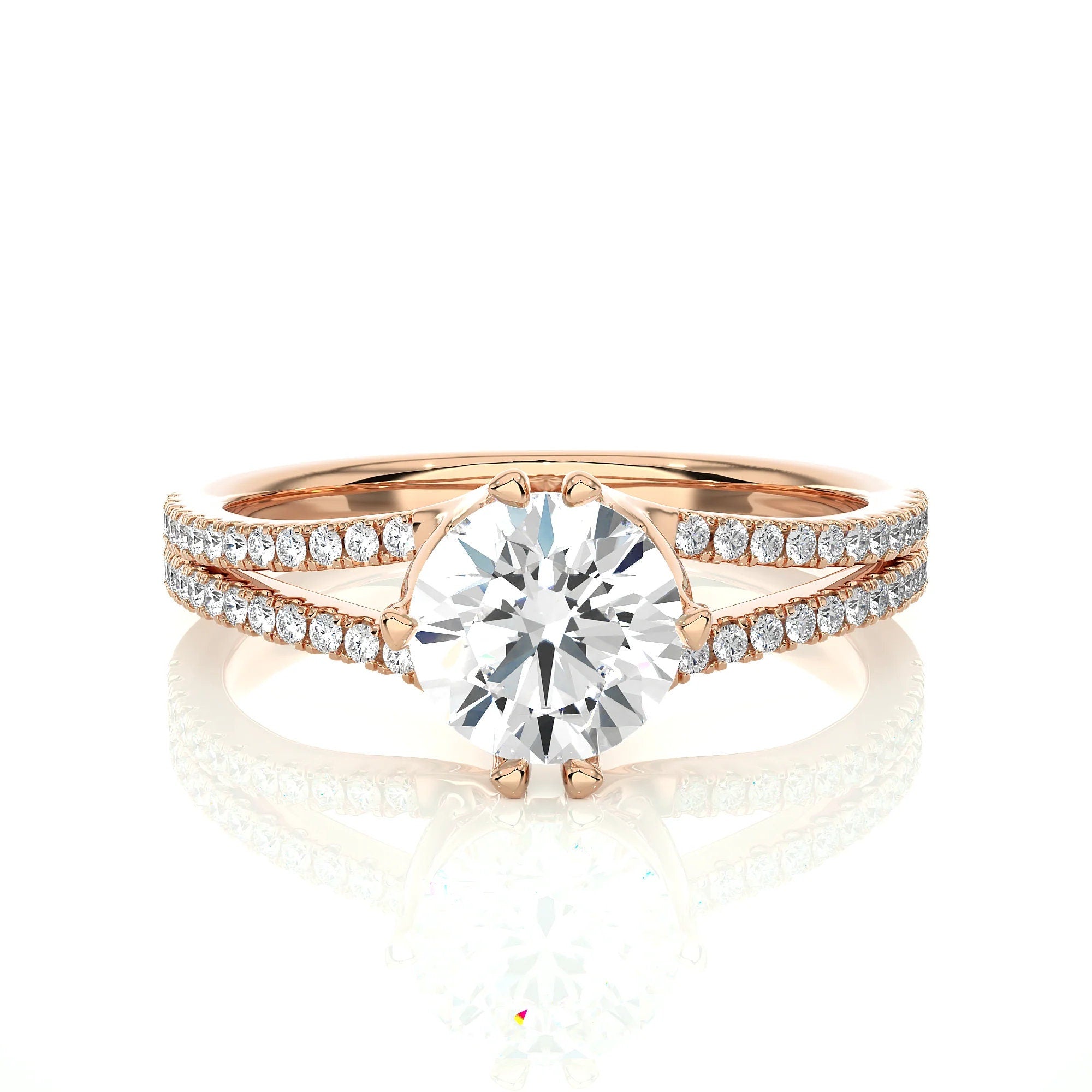 1.30 Ct IGI Certified EF VS/SI Lab Grown Diamond Solitaire Engagement Ring with 6-Prong Setting 14K Gold & Platinum