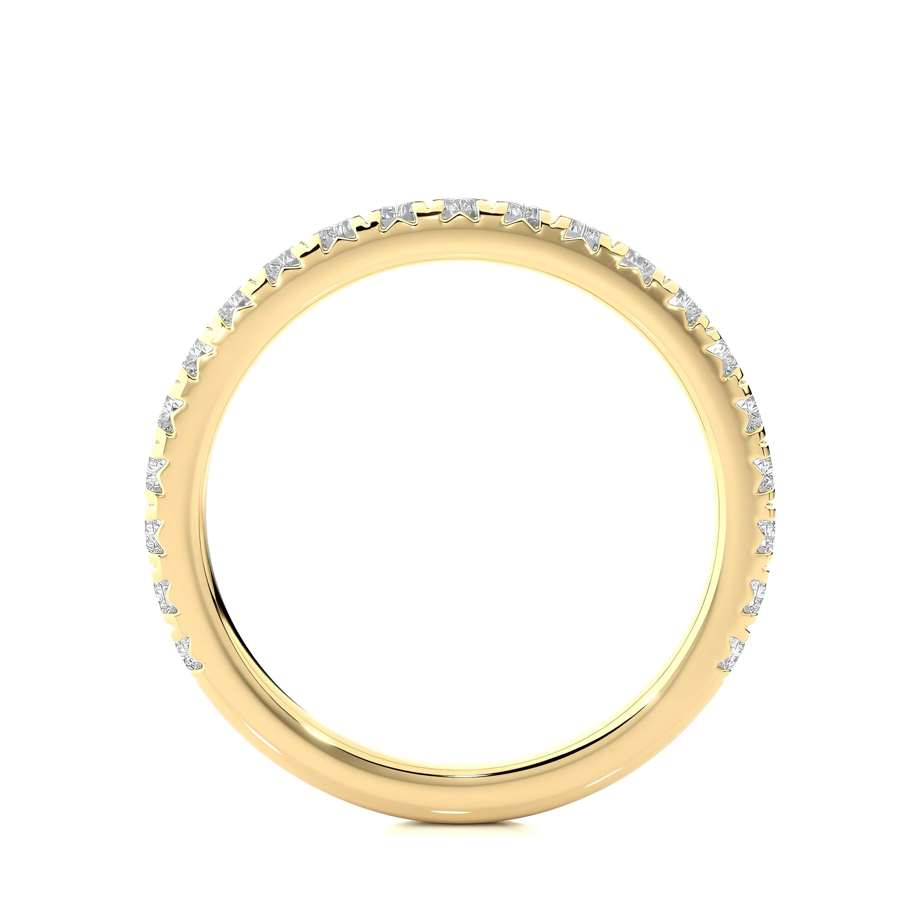 2MM EF VS/SI Lab-Created Diamond Wedding Band – Pave Half Eternity Ring in 14K Solid Gold